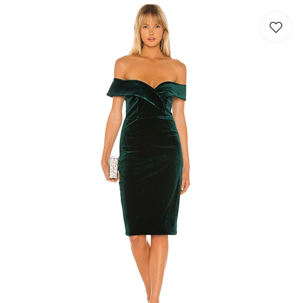 Bardot Bella Velvet Dress Green